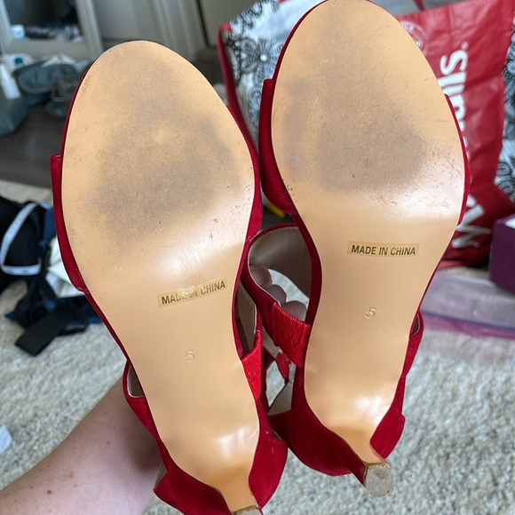 XYD Red Suede Heels - Size 5 - Picture 8 of 10